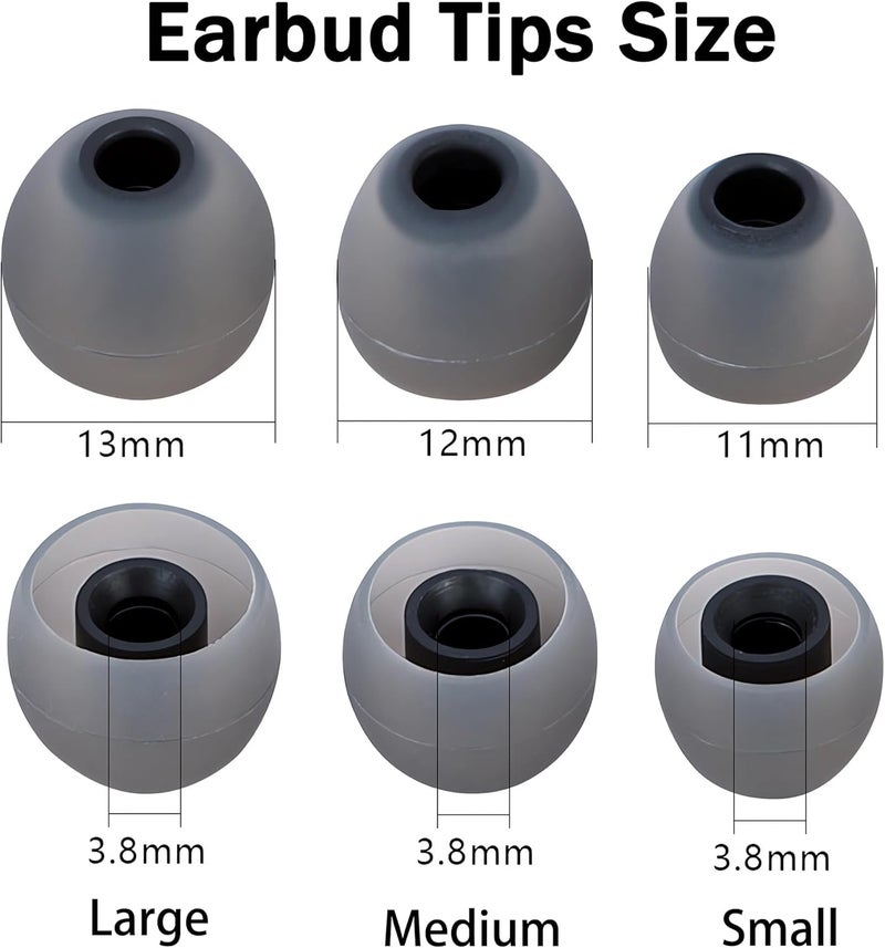AQIMY Silicone Earbud Tips Replacement Ear Tips Earbud Covers Fit Most in-Ear Earbuds(Inner Hole 3.8mm -5.1mm) Headphone Earbud Rubber Tips9 Pairs S M L - Image 2